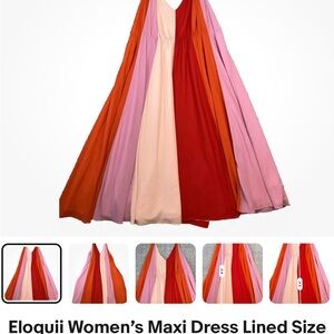 Gorgeous Vibrant Elegant ELOQUII Pink and Red Parachute Plus Size Dress Size 22